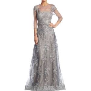 Teri jon embellished lace gown 3/4 sleeve